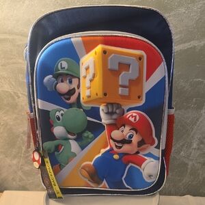 Nintendo Super Mario, Game Time, Yoshi, Luigi 17" 3D Graphic Backpack NWT